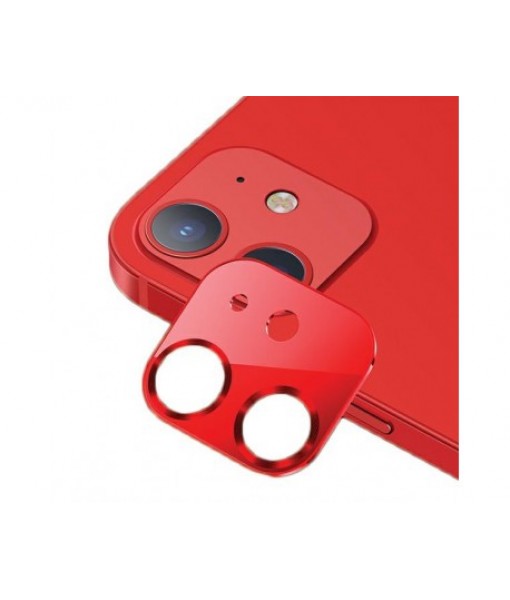 Protectie Camera Usams Metal si Sticla Securizata Pentru iPhone 12 mini Rosie